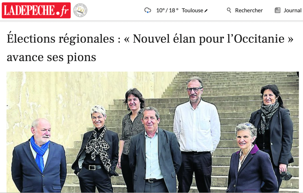 la liste nouvel élan pour l'occitanie pour le Gers, pilotée par Marianne Dutoit-Gerbeau